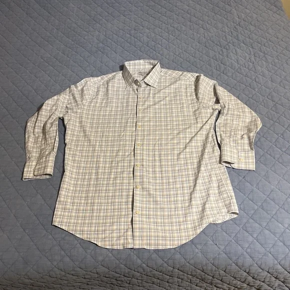 Peter Millar‎ Blue and White Plaid Button Down Shirt
