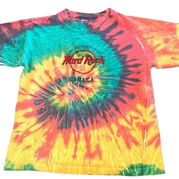 Vintage Hard Rock Cafe Tie‎ Dye Jamaica T-Shirt, Medium ‘No Problem Mon’