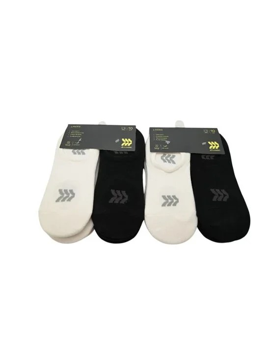 NIP All In Motion Lot of 2 Sock Liners Sz 4-10 Black White 10 Pair Each Athletic