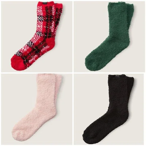 Victoria's Secret PINK FUZZY MID-CALF SOCK MARSHMALLOW KNIT Sherpa SOCKS Choose