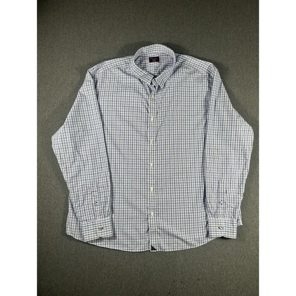 UNTUCKit Men's‎ 3XL Wrinkle Free 100% Cotton Blue White Checkered