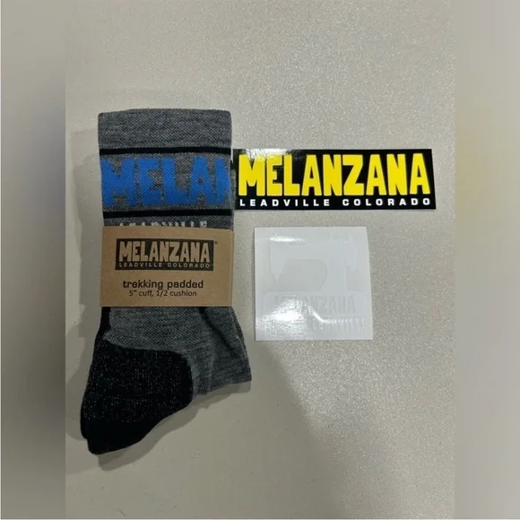 Melanzana Adult Small Trekking Padded Socks Grey Blue NWT Merino Wool Melly