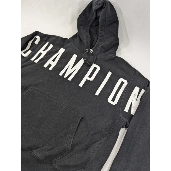 Champion Reverse Weave‎ Hoodie Sweatshirt Black Hooded Pullover Sports Sz 2XL