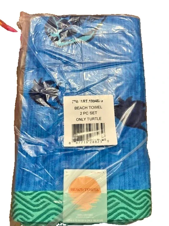 NEW 2 Pack Welspun Only Turtle Beach Towels 2-Pack – 40