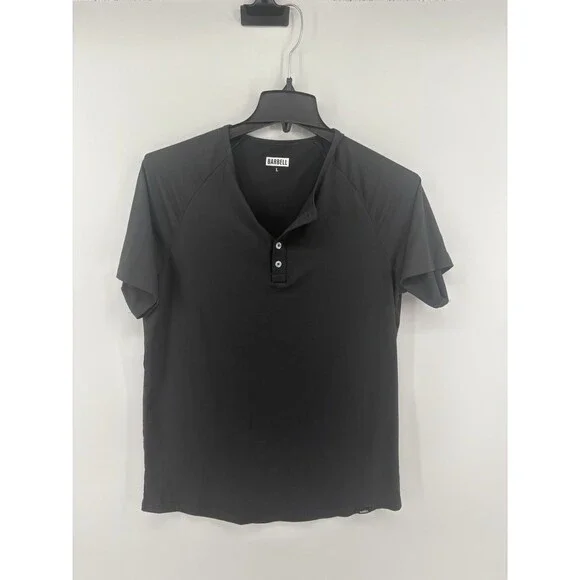 BARBELL Scout Henley Short Sleeve Shirt in Charcoal Size Large Men's Casual