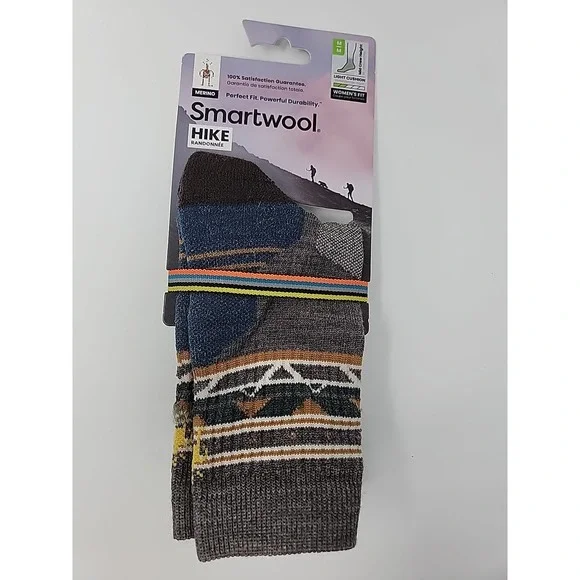 NWT Smartwool Hike Womens Taupe Print Mid Crew Socks Medium M