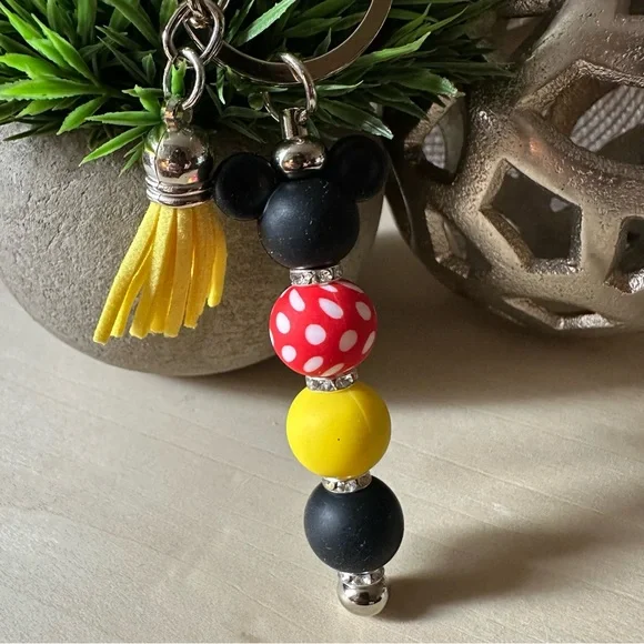 Mickey Mouse‎ Silicone Keychain with Yellow Tassel