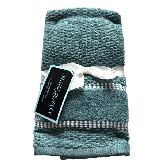 Cynthia Rowley Hand Towels Blue Green Cotton 16x30