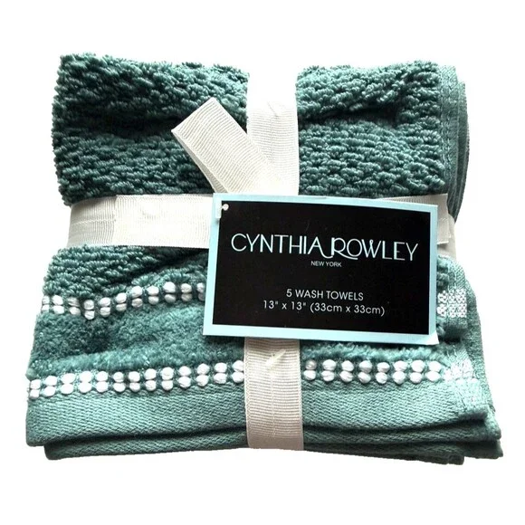 Cynthia Rowley Facecloths Washcloths Blue Green Cotton 13x13