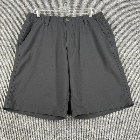 Under Armour Shorts Mens 34 Black Chino Golf Loose Fit Heat Gear Outdoor Casual