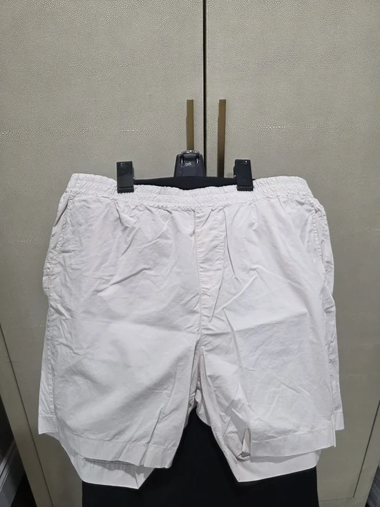 Lacoste Men's Light Cream Flat-Front Elastic Waist Shorts