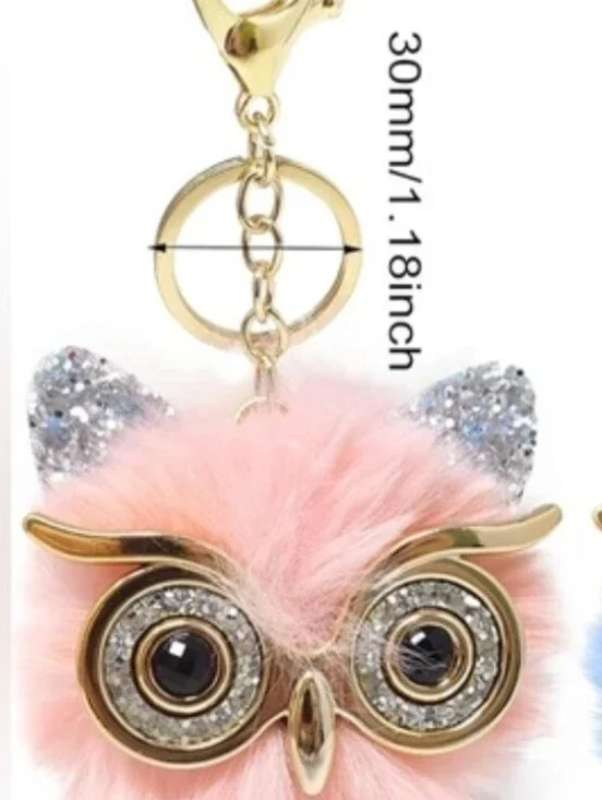 Owl Pom Pom Bag Charm NWT - Baby Pink