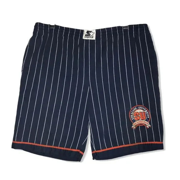 Vtg Syracuse Orangemen Starter Men's Sz L Blue Pinstripe‎ Basketball Shorts Rare