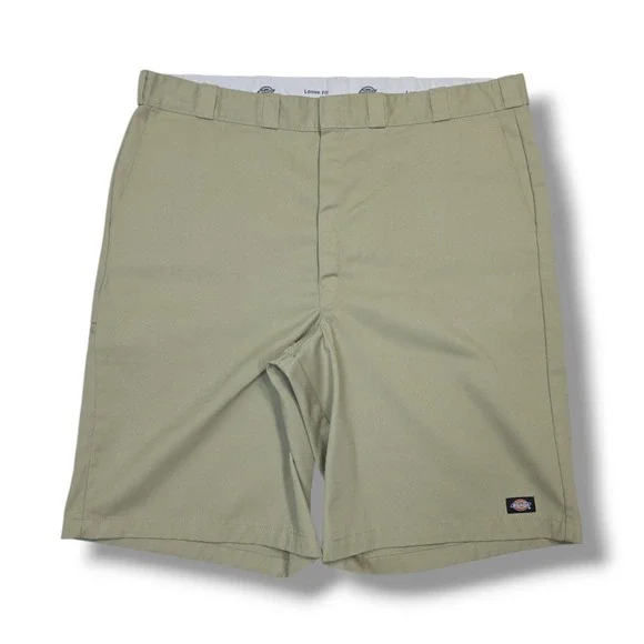 Dickies Twill Work Shorts Loose Fit Beige Polyester Cell Pocket Men's Size‎ 46