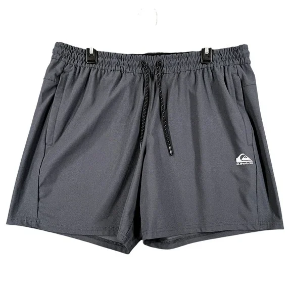 Quiksilver Shorts Mens XL DryFlight Black Hybrid Elastic Waist Active Beach