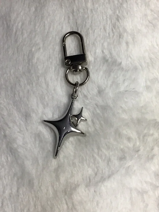 Silver Starburst Keychain Charm - Women Accessories