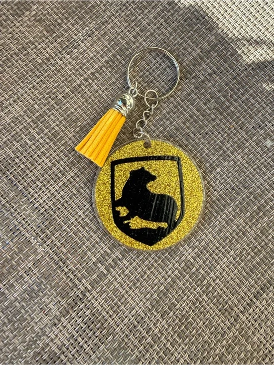 Yellow Glitter Hufflepuff Keychain