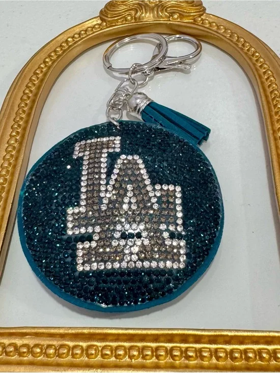 New Crystal-Embellished LA Keychain with Tassel