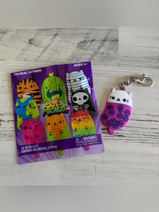 Cats vs Pickles Boba Keychain NEW