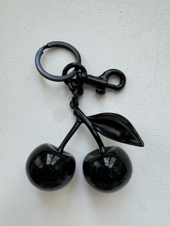 Black Cherry Bag Charm Keychain Glossy Statement Bag Charm
