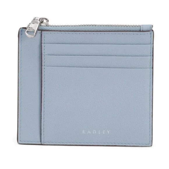 Radley Lynton Close Small Leather Card Holder – Zip‎ Coin Purse – Smoke Blue