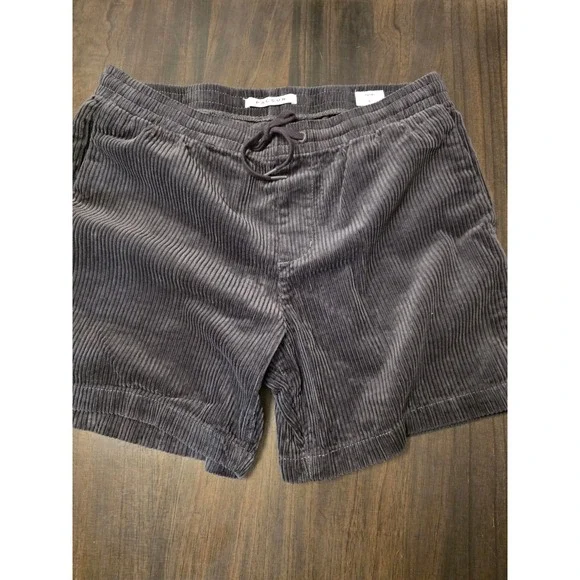 PacSun Volley Corduroy Shorts Mens Large Dark Gray Charcoal Drawstring Relaxed