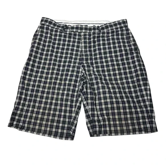 Vtg Polo Ralph Lauren Plaid Shorts Mens 36X11 Green Navy Blue Tartan Cotton Golf