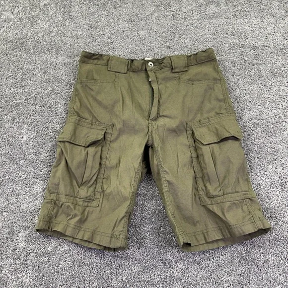 Old Mill Cargo Shorts Mens 36 Green Nylon Stretch Elastic Waist Pockets Outdoor
