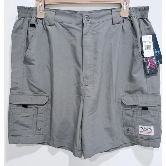 Bimini Bay Outfitters Mens 42 Gray Performance Cargo Fishing Shorts 31710 NWT