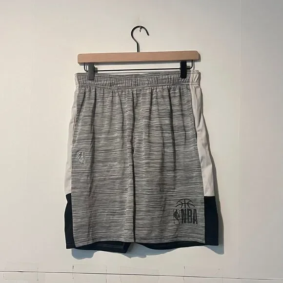 Vintage NBA Mens Athletic Shorts Size S Grey Black Athletic Stretch Embroidered
