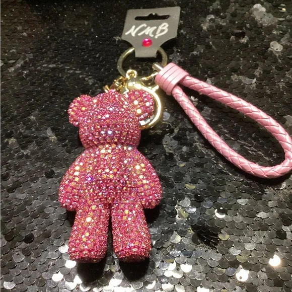 Pink Rhinestone Bear Bag/Key Charm