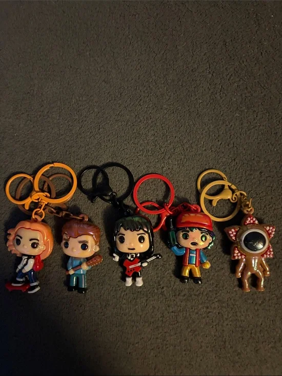 stranger Things Cute Assorted Character Keychain Set - Multicolor