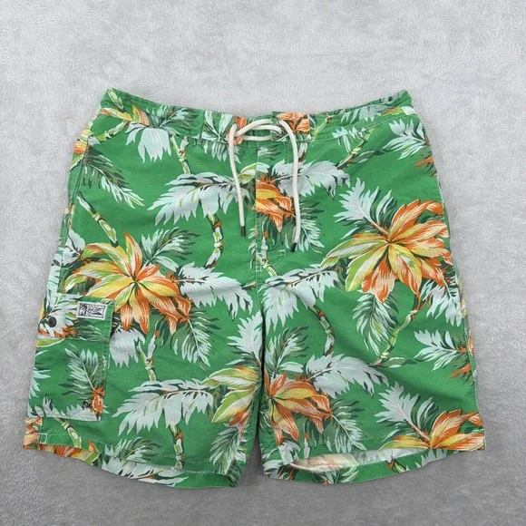 POLO RALPH LAUREN MEN'S SWIM CARGO SHORTS SIZE XL HAWAIIAN FLORAL ALOHA BEACH