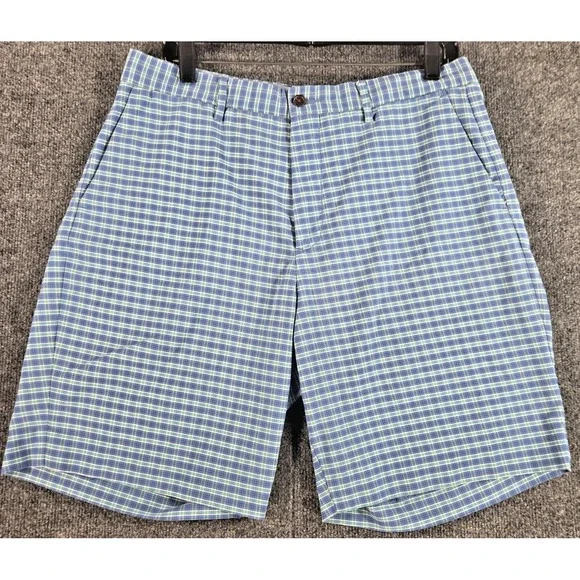 Polo Ralph Lauren Men's 33 Blue Green Plaid Stretch Classic Fit Shorts Preppy