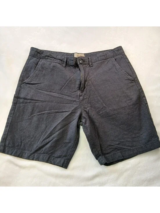 Jachs New York Mens Shorts Size 33 Dark Grey Linen Blend Chino Flat Front