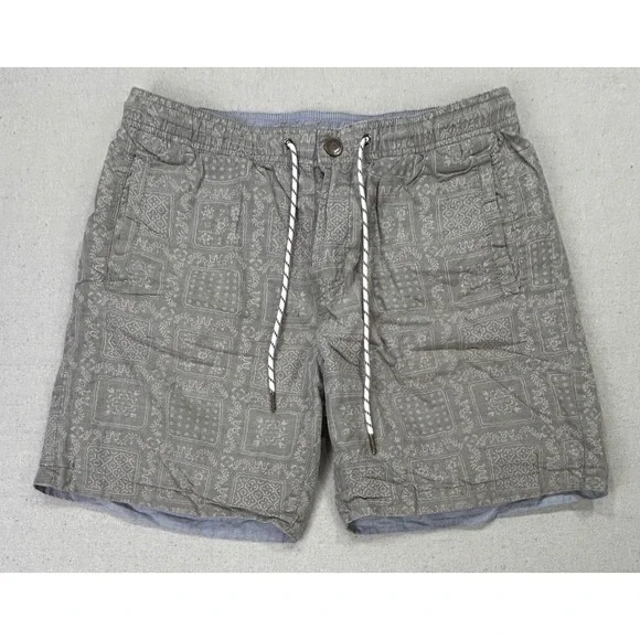 Reyn Spooner Mens Medium Reversible Bandana Paisley Shorts Grey Cotton