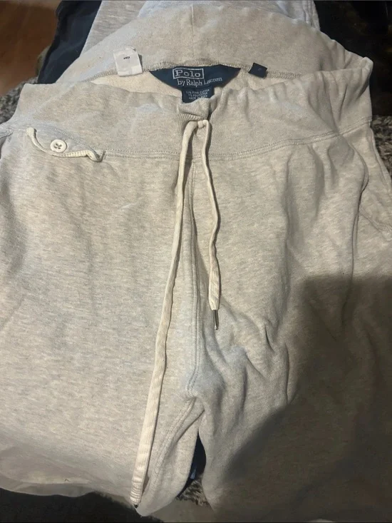 Polo by Ralph Lauren Light Heather Gray Athletic Drawstring Shorts