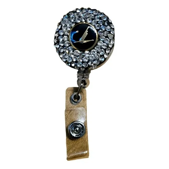 ID holder. Retractable. Vintage AS Button. Handmade. Bling. Rare.‎ Crew. Unique