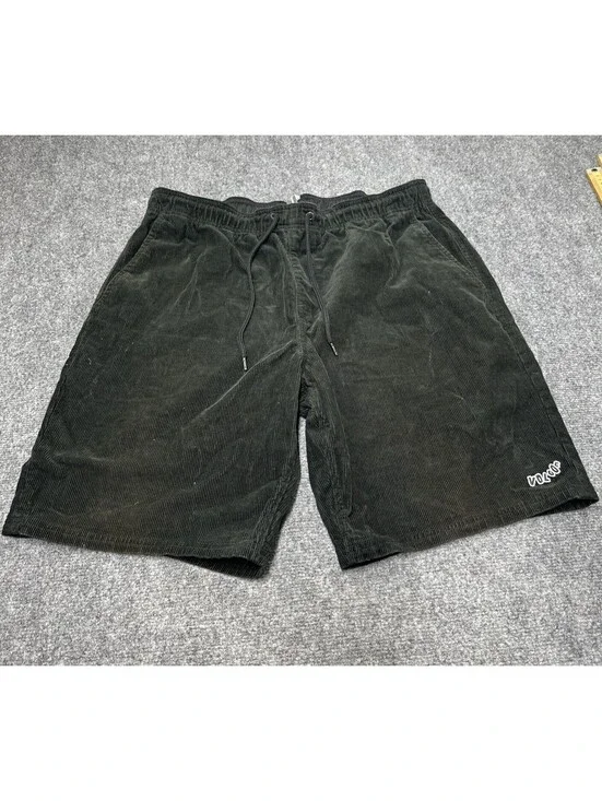 Men’s Volcom Drawstring Dark  Green Corduroy Shorts Size XL (38 x 5)