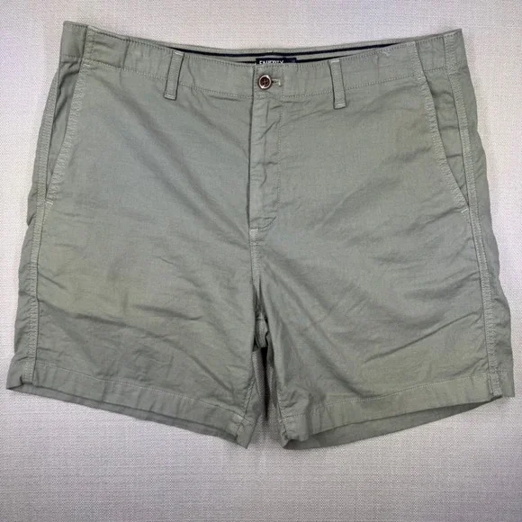 Faherty Reserve Mens Chino Shorts Olive Green Size 35 Flat Front 7 Inch Inseam