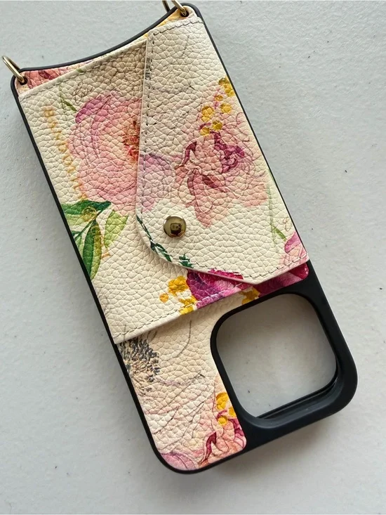 Bandolier Lily Ceci Ivory Floral Gold iPhone 13 Pro Leather Case + Strap