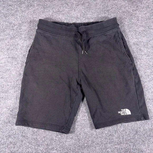 The North Face Mens Distressed Sweat Shorts Black Cotton Drawstring Logo Large