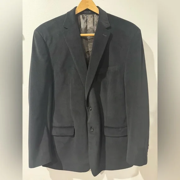 Lauren Ralph Lauren Faux‎ Suede Blazer Mens 43R Black Sport Coat Paisley Lined