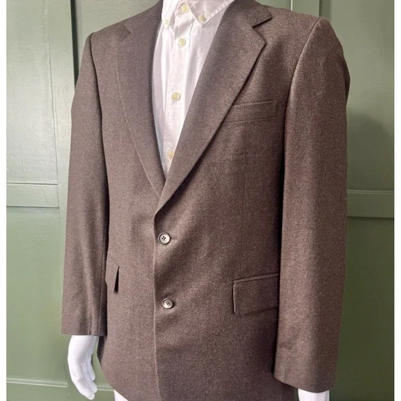 VTG 2-Piece Brown 100% Wool Suit Peaky Blinders Size 41 Blazer / 35x29 Tweed 60s