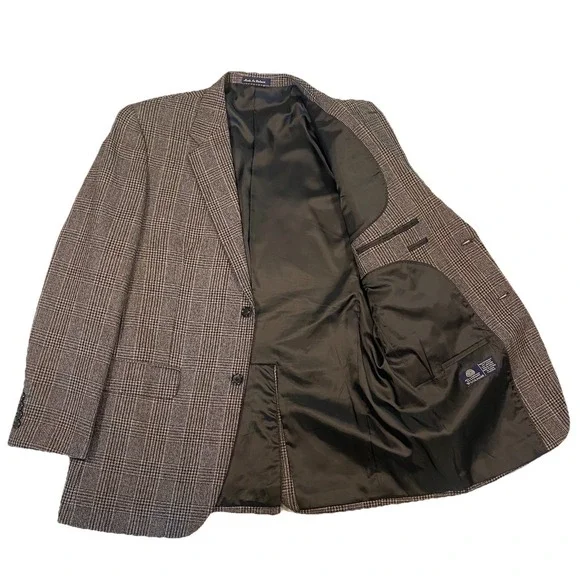 Lambswool Cashmere Blend Blazer Sport‎ Coat Jacket Mens 42R By Alan Flusser