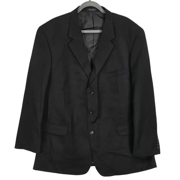 Vtg F.R. Tripler & Co. Black Sport Coat L(48) Woolmark Suit Jacket Event Career