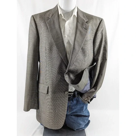 Hart Schaffner Marx‎ Mens Blazer Sport Coat Two Button Jacket Wool 42L Birdseye