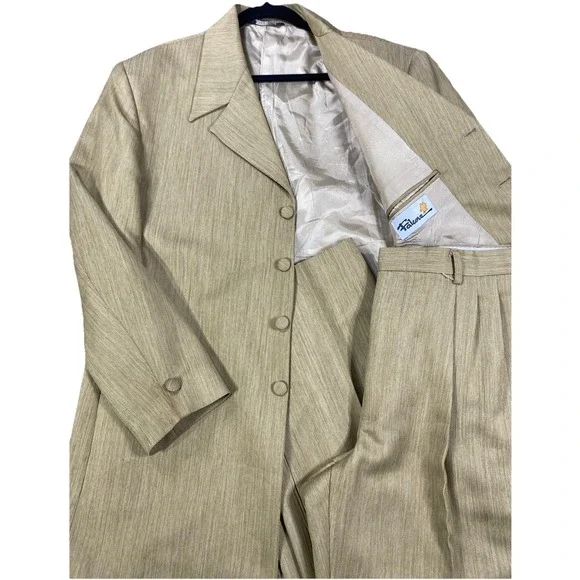 Vintage Falcone Suit 44 Regular Jacket 36x30 Pleated Wide Leg Textured Union USA