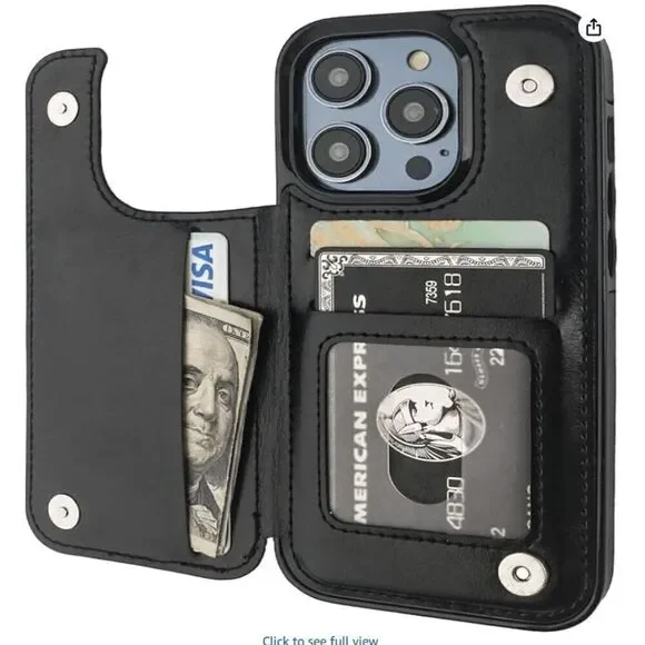 iPhone 14 Pro Wallet Case with Card Holder, PU Leather Kickstand Card Slots Case