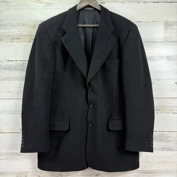 Gianfranco Ruffini 44L Blazer Black Cashmere Blend‎ Italian Fabric Sport Coat